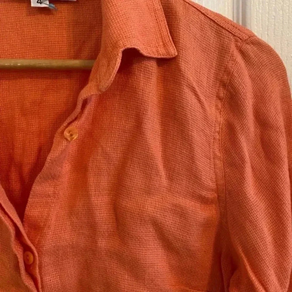 Elliot Lauren Orange Linen Button Down Top - Picture 2 of 6